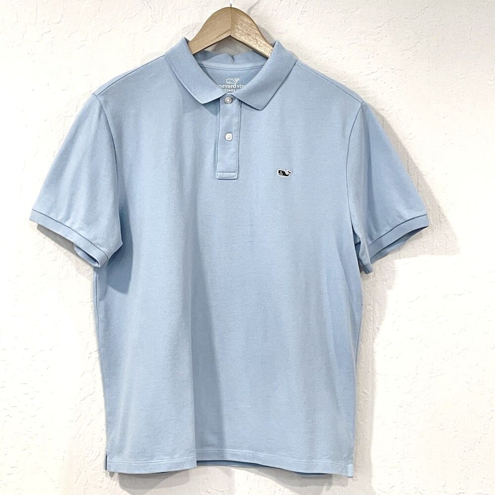 ~ Vineyard Vines Small Heritage Polo Shirt Light Blue Short Sleeves Whale Cotton - Picture 2 of 13